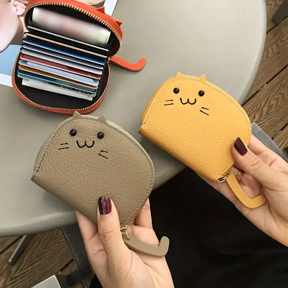 Cartoon Cat-Shaped Women’s Wallet – Multi-Card Slots, Cute Faux Leather Coin Purse & Creative ID Card Holder