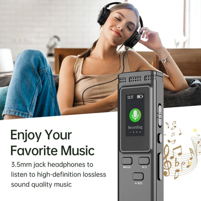64GB/16GB/8GB Digital Voice Recorder – Voice Activated Audio Recording, Noise Reduction, MP3 Playback, 288hrs Storage