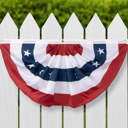 3x6 Ft American Pleated Fan Flag – USA Patriotic Half Fan Bunting Banner for Independence Day & Outdoor Decorations