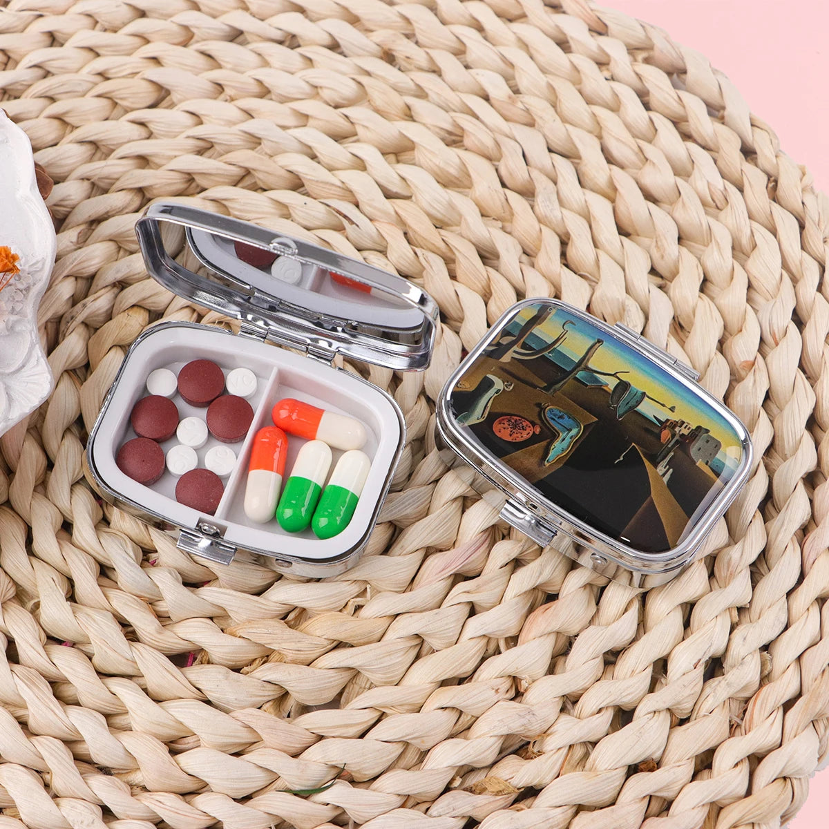 Dragon & Tiger Metal Medicine Box - Moisture-Resistant Portable Pill Storage Case with Movie-Inspired Design