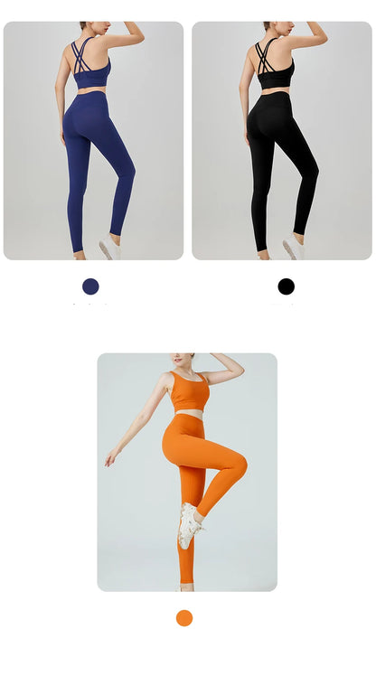 2-Piece Women’s Yoga Tracksuit – Pilates Fitness Set with Push-Up Sports Bra & Leggings for Gym Workout