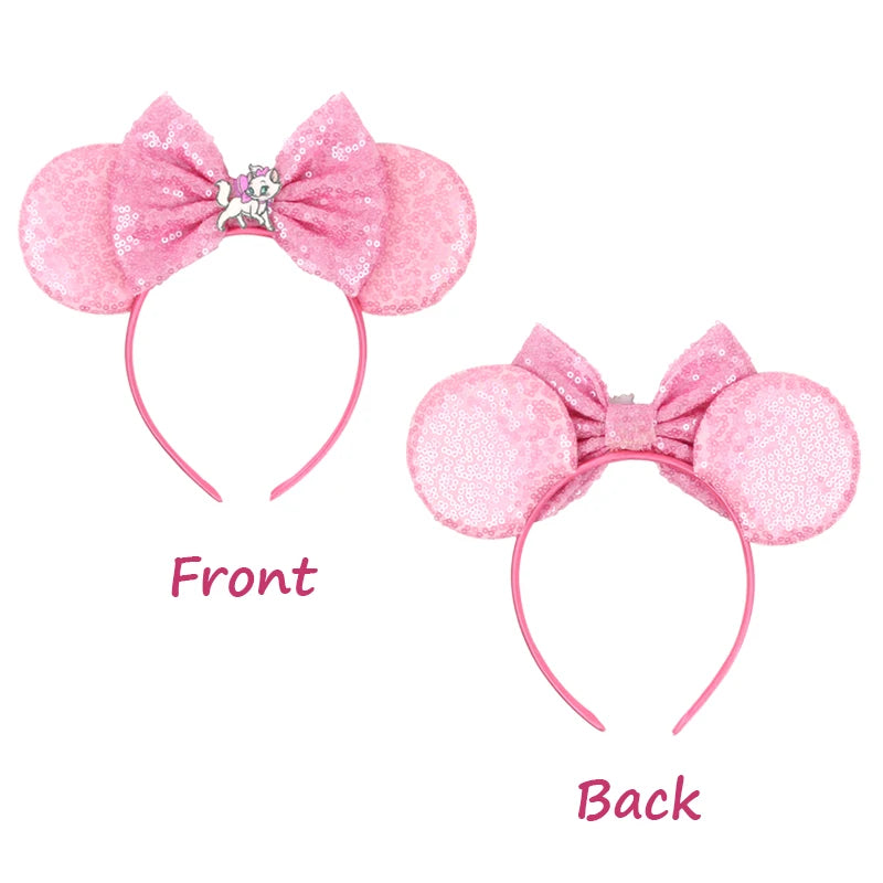 Disney Cartoon Mouse Ears Headband - Sequin Bow Hair Accessory for Girls, Birthday Parties & Cosplay