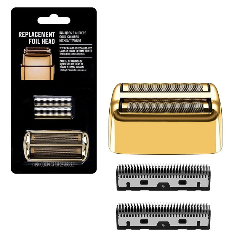 Professional Replacement Foil & Blade Set for BaByliss PRO FXFS2 Cordless Double Foil Shaver – Gold Barber Shaver Parts
