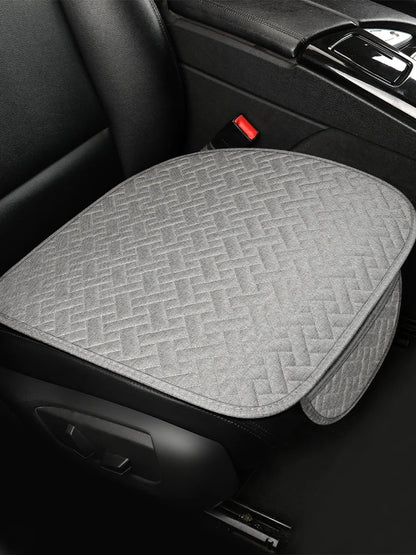 Universal Linen Car Seat Cushion - All-Season Driver Seat Cover with Waist Support