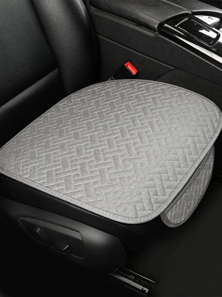 Universal Linen Car Seat Cushion - All-Season Driver Seat Cover with Small Waist Support