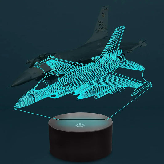 3D Visual Airplane Night Light – Aircraft LED Desk Lamp with 16 Color Change, Smart Touch Remote Control, and Bedside Table Light