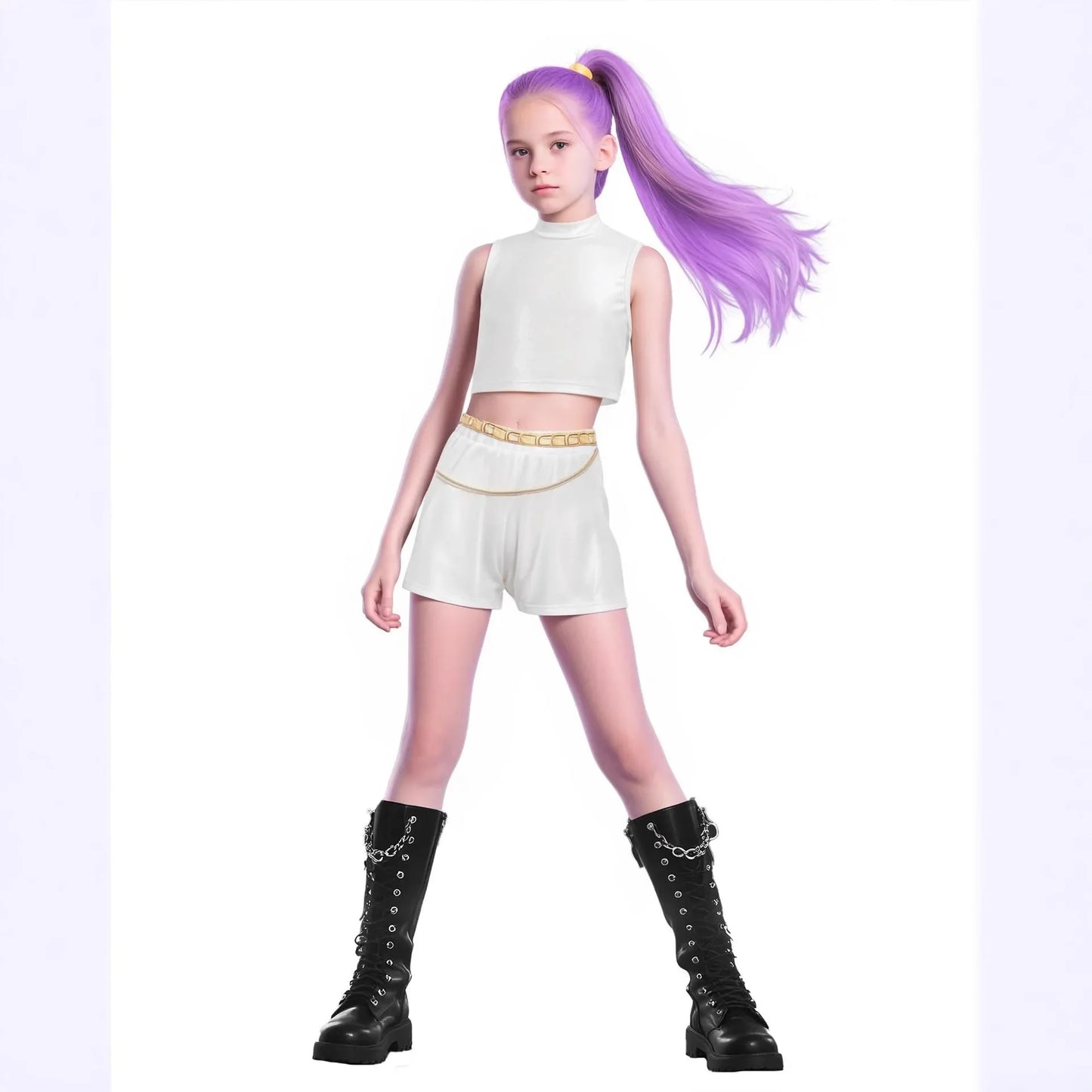 Girls Zoey Rumi Cosplay Costume – Kids Mira Outfit for Stage Performance, Halloween & Animated Movie Dress-Up