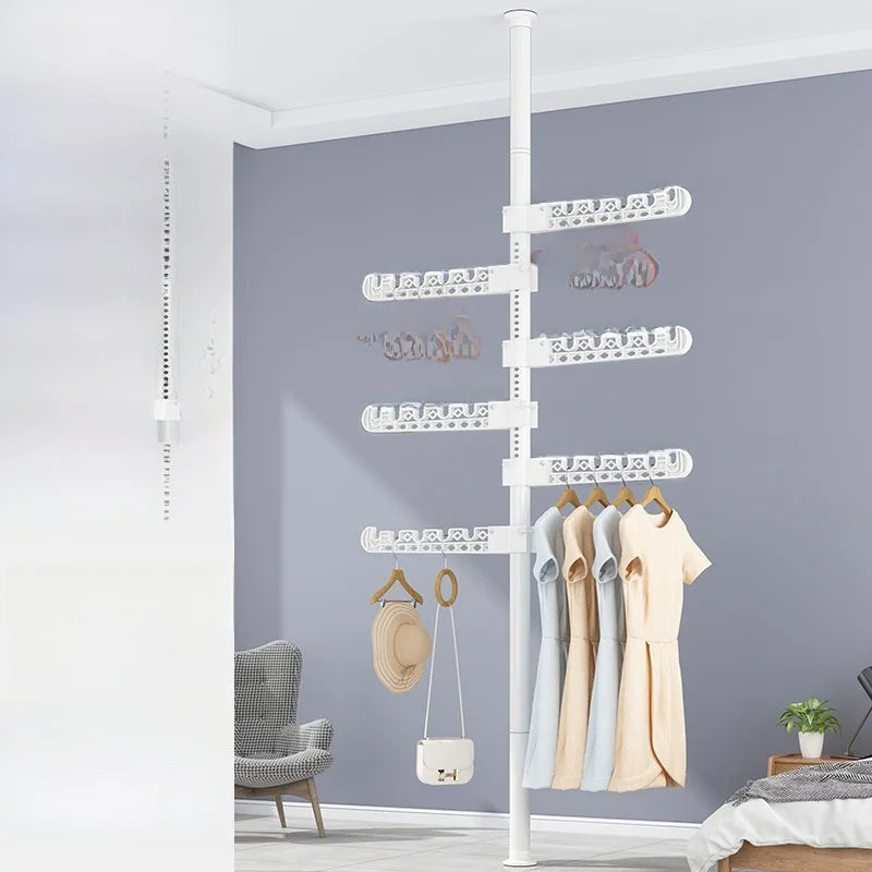 High-Bearing Floor-to-Ceiling Clothes Drying Rod — Indoor Hanging Rack, No Drilling Required