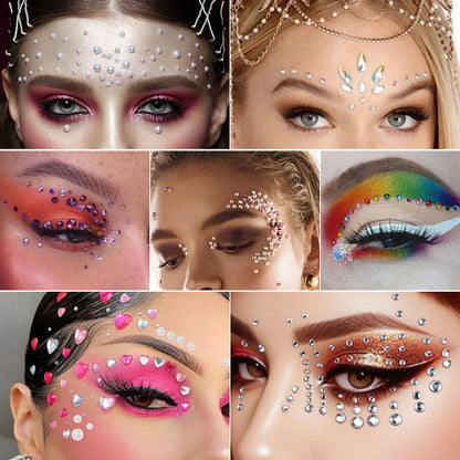 5D Face Diamond Gem Stickers - Colorful Rhinestone Body Makeup Tattoo for Festival, Nail Art & DIY Bling Style
