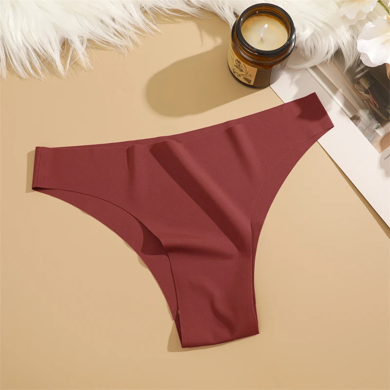 3Pcs Ultra-Thin Seamless Silk Women’s Panties – Sexy Low-Waist Stretch Bikini Briefs, XS-XXL