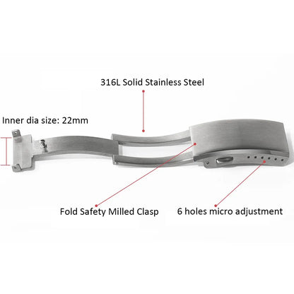 Watchdives Stainless Steel Watch Clasp – 16mm/18mm/20mm/22mm Folding Safety Milled Deployant Replacement Buckle