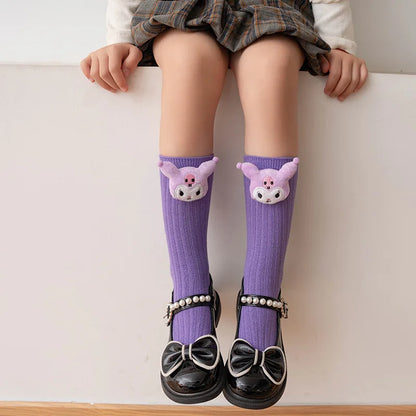 Sanrio Kuromi, Melody, Cinnamoroll & Kitty Cat Socks – Kawaii Cartoon Mid-Tube Socks for Girls, Korean Style Trendy Student Socks