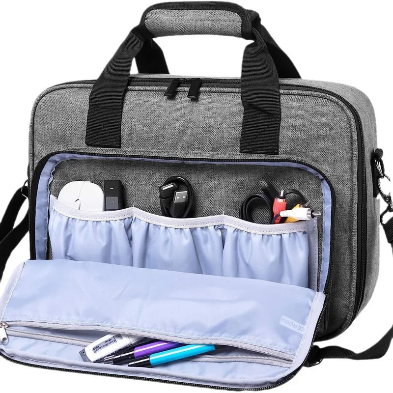 Universal Projector Storage Bag – Thickened Travel Case Handbag for Epson, BenQ & ViewSonic, Grey