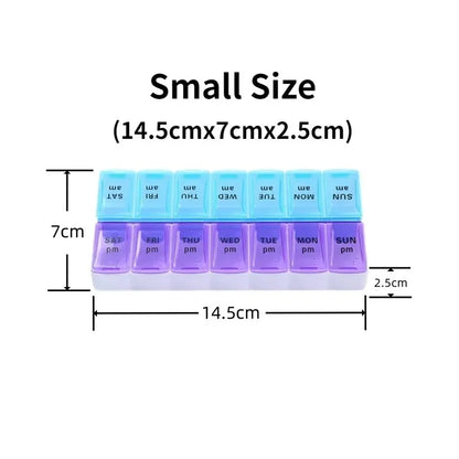 Weekly Travel Pill Organizer Box – 7-Day Portable Medicine & Vitamin Storage with 14 Grid Compartments