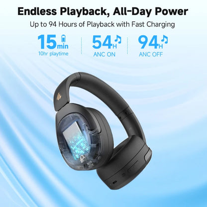 Edifier W830NB Wireless Bluetooth 5.4 Headphones | Active Noise Cancelling Hi-Res Over-Ear Headset, LDAC, Foldable, 94H Playtime