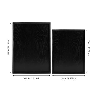 Black Wood Rectangular Tea Tray – Decorative Serving Plate for Cups, Desserts, Candy & Restaurant Use