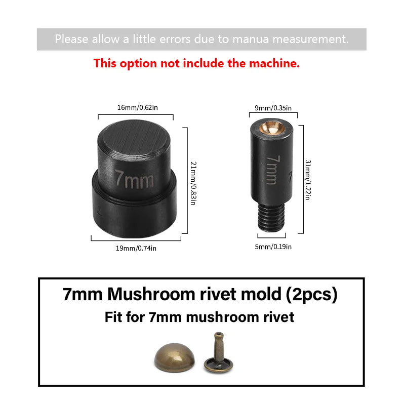 WUTA Manual Button Installation Tool – Mute Punching for Mushroom Rivets & Eyelets, DIY Hand Pressing Tool (With/Without Machine)