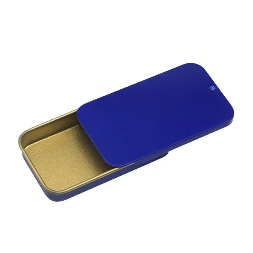 Metal Rectangular Mini Tin Box – Hinged Push-Top Candy, Pill & Small Storage Container