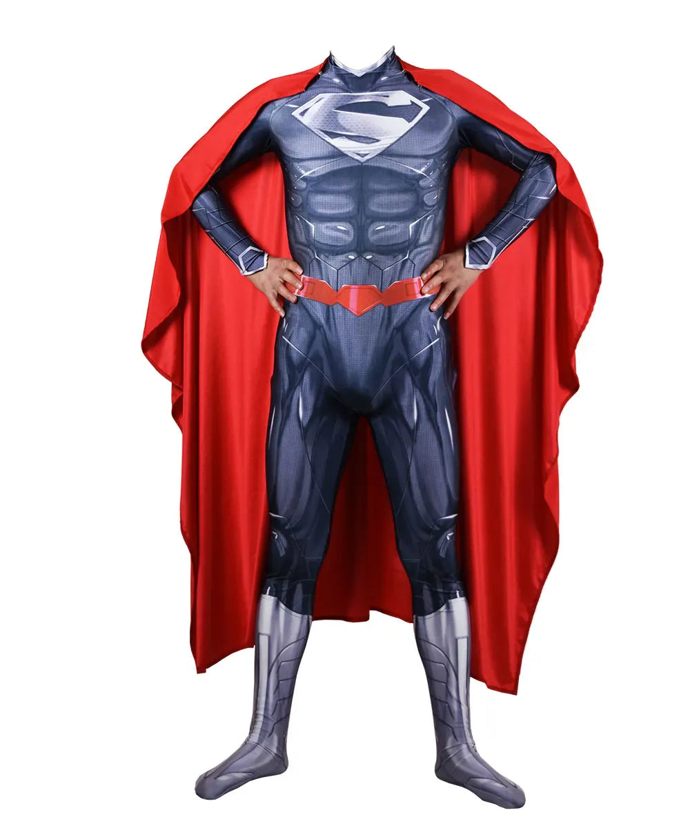 Adults Superman Man of Steel Cosplay Zentai Suit – Superhero Halloween Bodysuit Party Jumpsuit