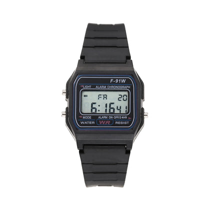 Multifunctional Digital Sports Watch for Kids and Women - F-91W Style LED Backlight Alarm Watch with Rubber Strap, Student Gift