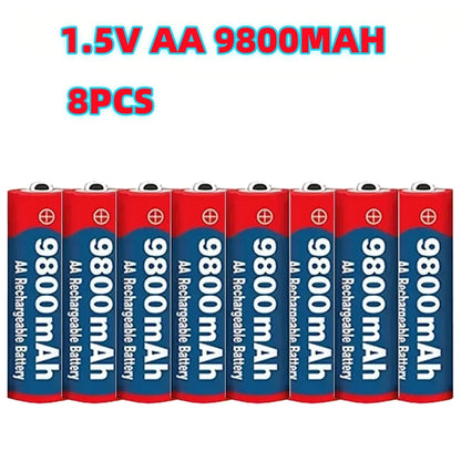 1.5V AA 9800mAh Rechargeable Battery – High-Quality Original AA for LED Lights, Toy Cameras, Microphones