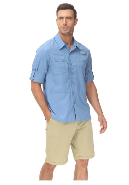 Men's UPF 50+ Fishing Shirt – Lightweight Long Sleeve Sun Protection Shirt with Breathable Mesh Back