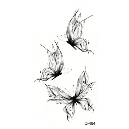 Waterproof Temporary Tattoo Stickers - Mini Black Rose, Butterfly, Arrow, Flower, Wings, Maori, and Snake Designs for Wrist and Neck