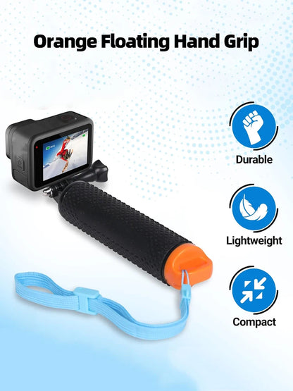 GoPro Floating Hand Grip Waterproof Handle & Selfie Stick - For GoPro Hero 13/12/11/10/9/8/7/6/5, Insta360 X4/X3, DJI Action 4/3