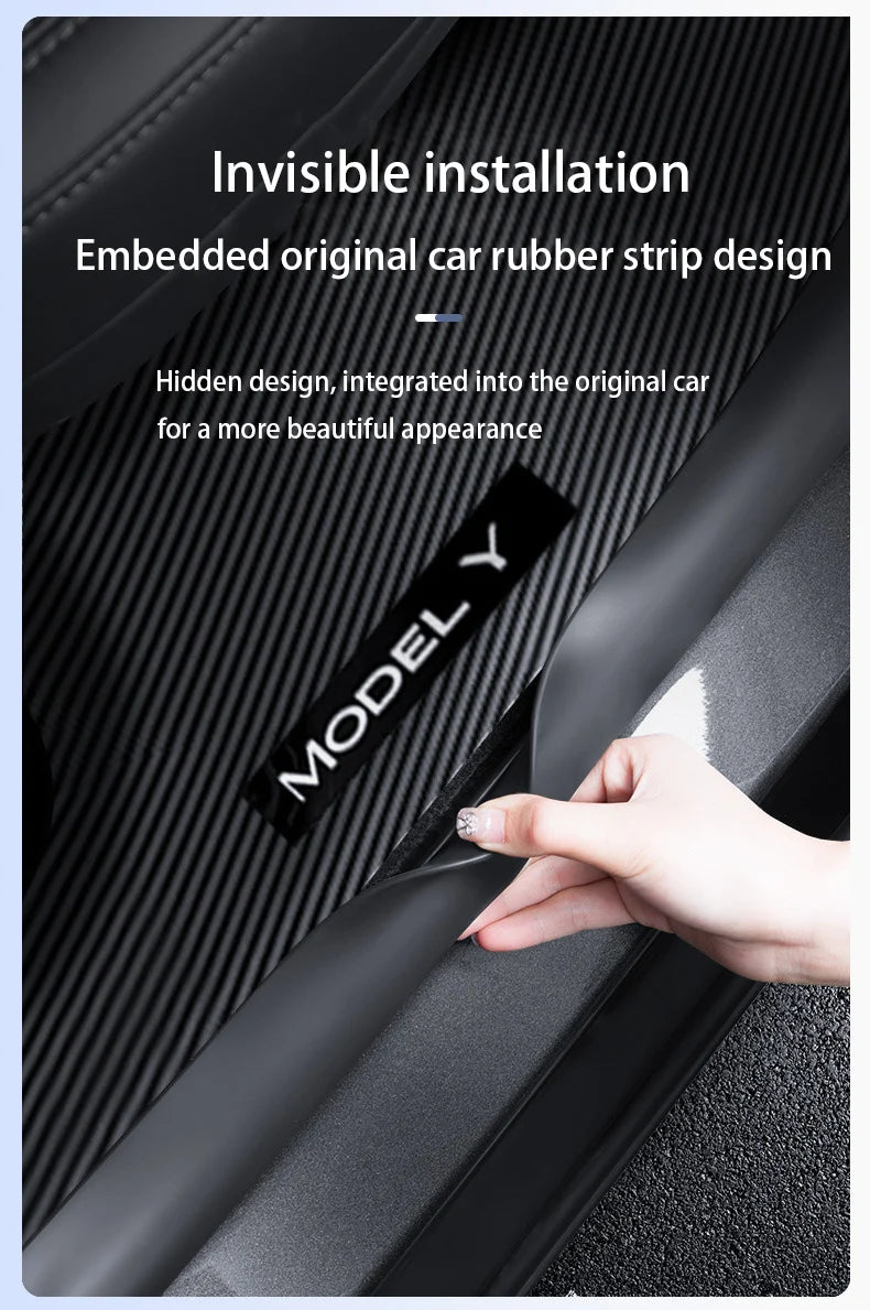 Tesla Model Y Juniper 2025+ Door Threshold Strips – ABS Anti-Scratch & Dirt-Resistant Interior Accessories for Front & Rear Doors