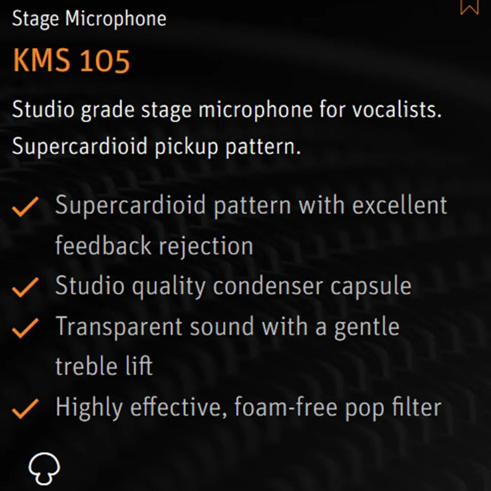 KMS105 Supercardioid Condenser Microphone - Vocal Mic for Recording, Studio & Audio Broadcast