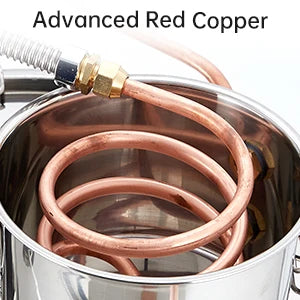 5Gal/19L Stainless Steel Water & Alcohol Distiller – Home Brewing Kit with Built-in Thermometer, Copper Tube, and Water Pump