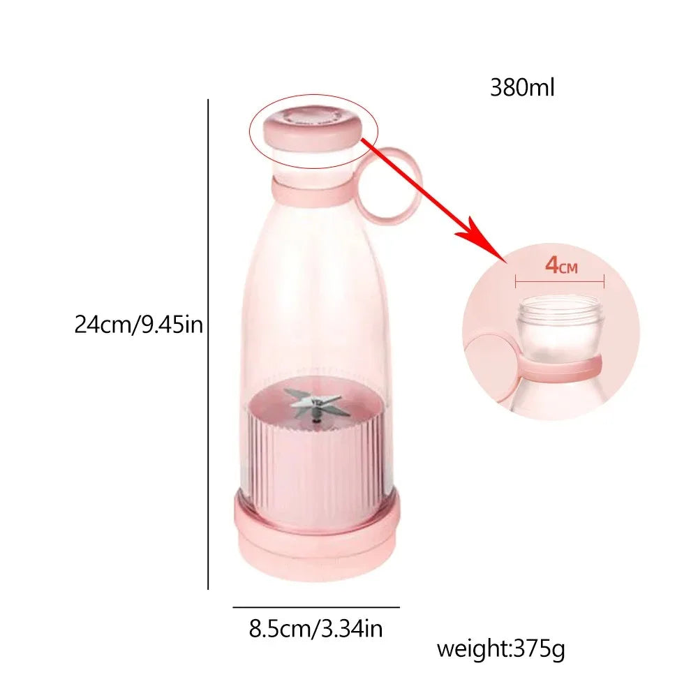 380ML USB Rechargeable Portable Blender – Mini Electric Juicer Bottle for Smoothies, Fresh Fruit & Ice Crushing