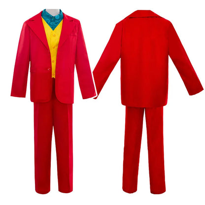 Joker Cosplay Costume Set - Arthur Fleck Red Suit with Green Wig for Halloween & Costume Parties