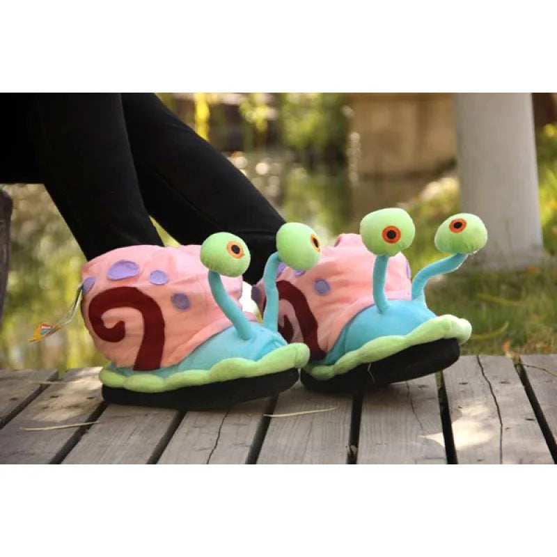 SpongeBob Gary Plush Slippers — Soft Cotton Cartoon Shoes for Boys & Girls, Warm Winter Home Footwear