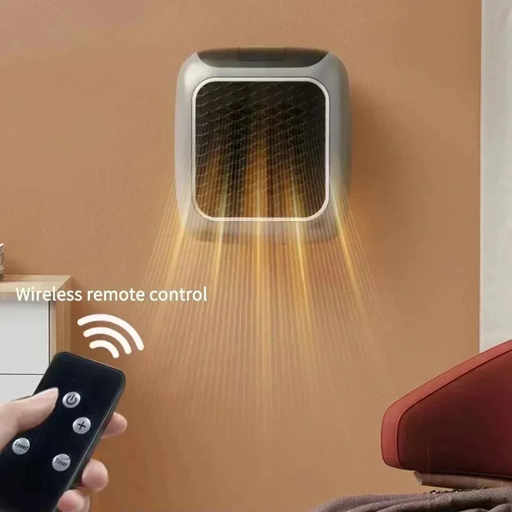 800W Mini Wall-Mounted Ceramic Heater - PTC Fast Heating Electric Bathroom Heater with Remote Control for Indoor Use