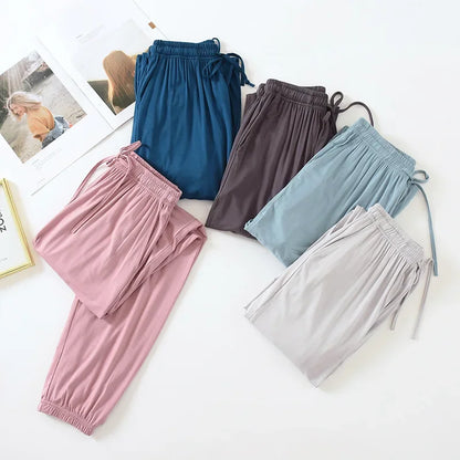 New Style Women’s Home Pants – Spring & Summer Thin Modal Loose Fit Solid Color Plus Size Bottoms