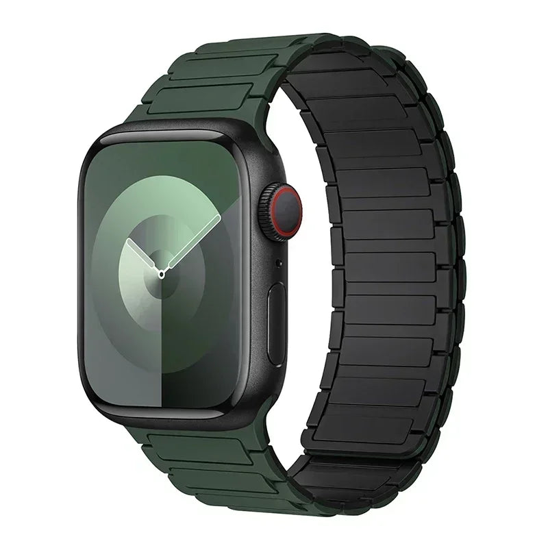 Magnetic Silicone Sports Band for Apple Watch — Fits Ultra 2 (49mm) & Series 9/8/7/6/5/4/SE/3 (38–45mm)