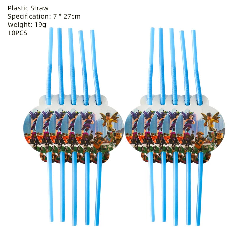 Roblox Birthday Party Supplies — Balloons, Disposable Tableware & Backdrop for Kids’ Party or Baby Shower