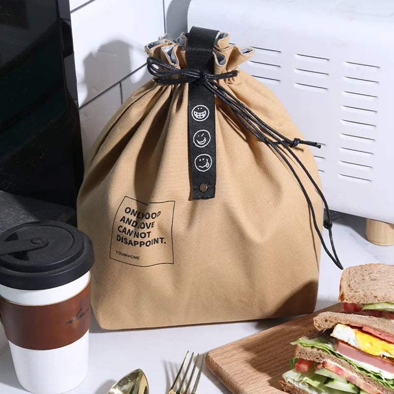 Canvas Lunch Bag – Portable Bento Box Handbag for Outdoor Picnic, School, and Food Storage, Fresh-Keeping Tote Accessory