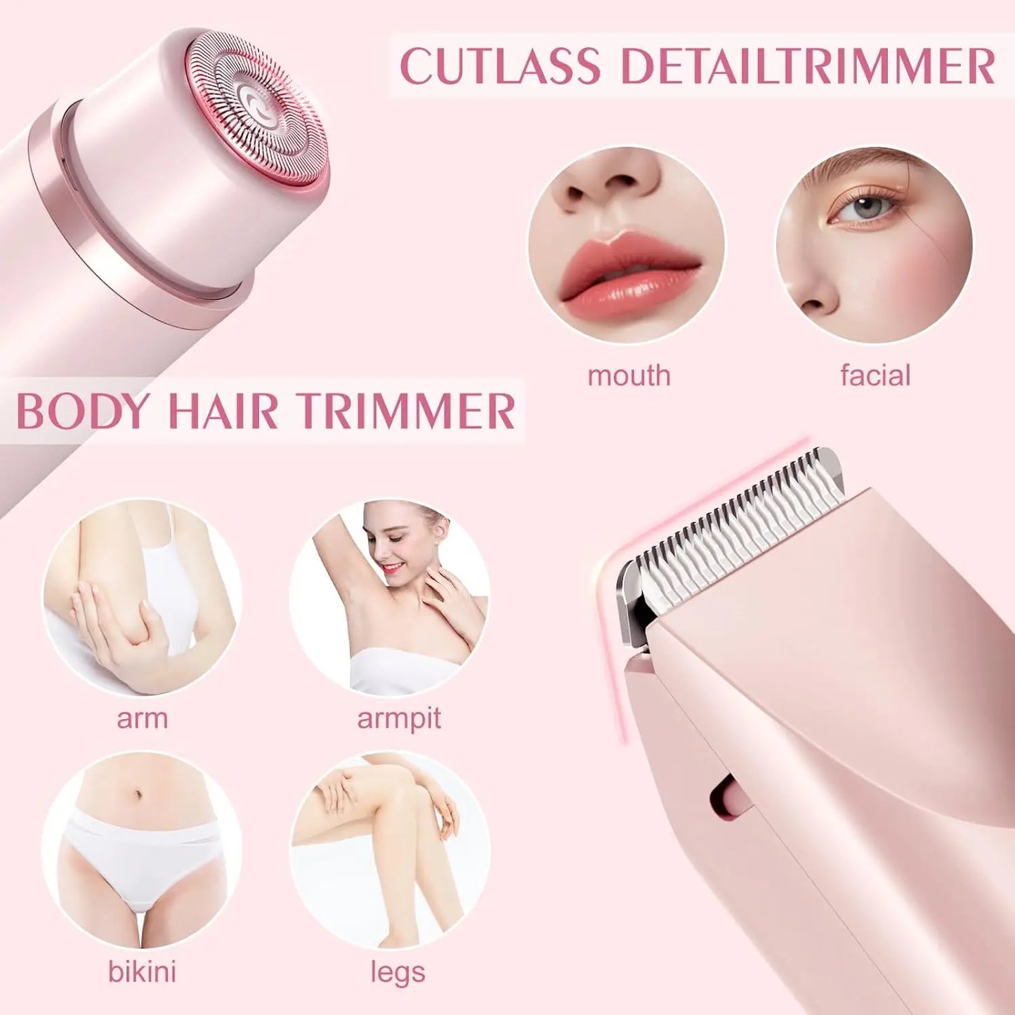 Electric Razor for Women – Painless Facial Epilator & Body Hair Trimmer for Mustache, Legs, Bikini, and More
