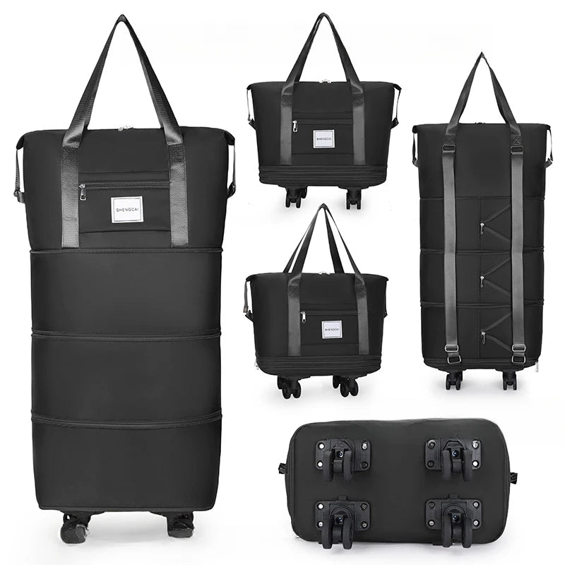 Large Capacity Travel Backpack with Wheels – Portable Double-Layer Luggage Bag, Universal Detachable Storage for Checked Travel