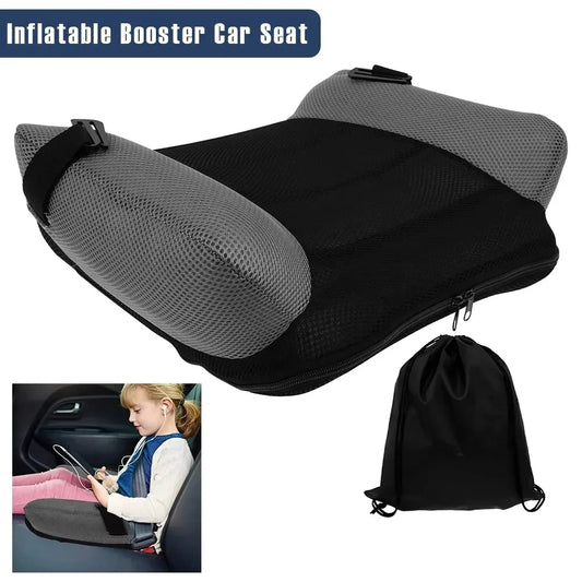 Inflatable Booster Car Seat - Portable PVC Travel Cushion for Kids with Comfortable Backless Design