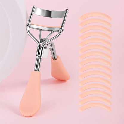 Portable Eyelash Curler - Stainless Steel Lash Curling Tool with 15 Silicone Pads