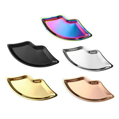 Korean Style Stainless Steel Lip-Shaped Jewelry Tray - Chic Home Cosmetics and Jewelry Storage Decor