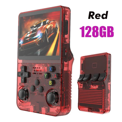 128GB Open Source R36S Video Game Console – Linux System, 3.5 Inch IPS Screen, Orange Portable Pocket Player, 64GB of Best Games