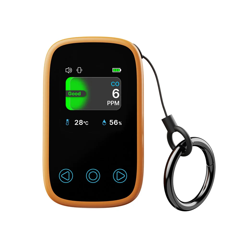 Mini CO Detector - Portable Rechargeable Carbon Monoxide & Air Quality Monitor with Temperature and Humidity Meter