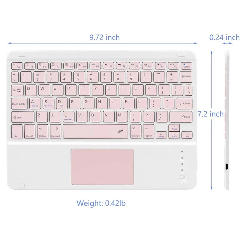 Spanish/English 10-Inch Bluetooth Keyboard – Wireless Rechargeable Universal Keyboard for iPad Air, Pro, Phone, Tablet, Laptop