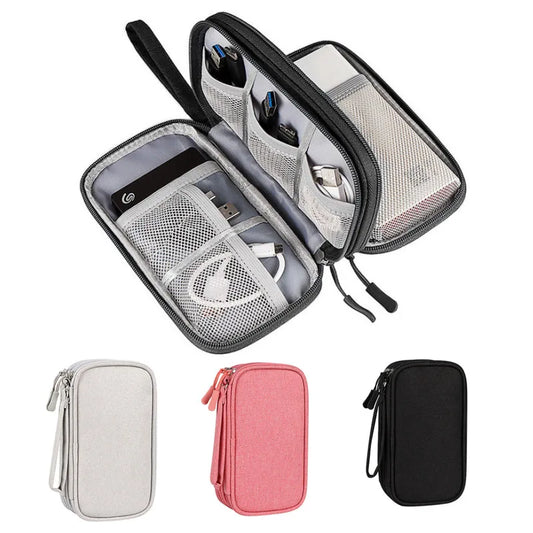 Travel Cable Organizer Bag – Waterproof Double-Layer Portable Pouch for Cord & Electronics Storage