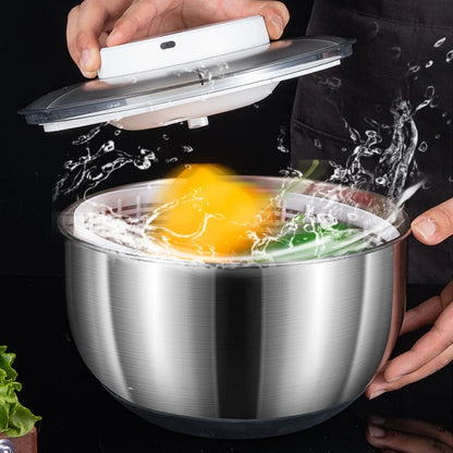 Revolutionize Salad Prep with the Automatic Electric Salad Spinner and Food Strainer: Your Multifunctional Salad Making and Vegetable Washing Tool