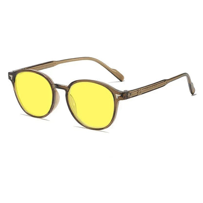 Round Frame Yellow Lens Night Vision Glasses — Ultralight Blue Light Blocking Eyewear for Men & Women, Eye Protection for Driving
